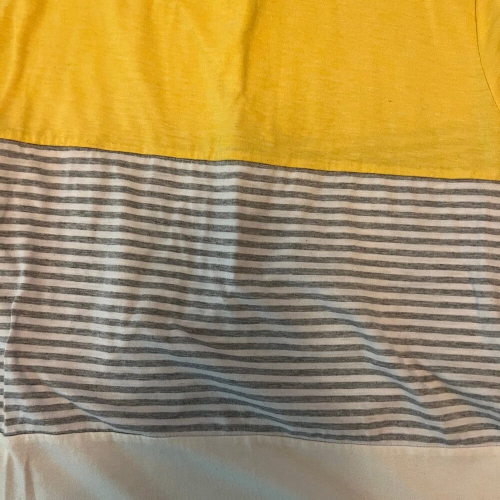 Yellow, Gray and White Striped T-Shirt Top - Picture 2 of 4